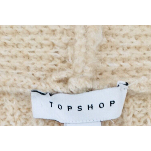 Topshop Cardigan Sweater Beige Belted Long Sleeve Cable Knit Long NEW - Picture 6 of 10